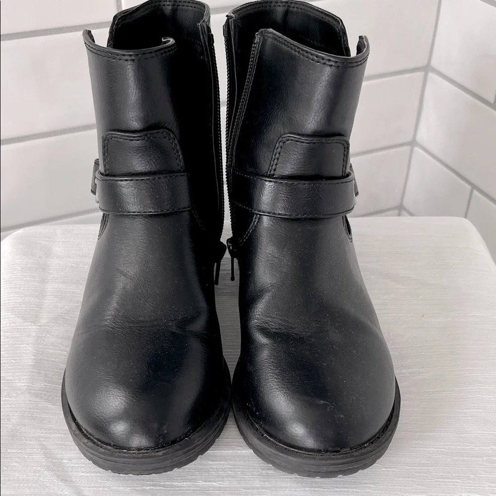 Cat & Jack Black Ankle Boots with Buckle